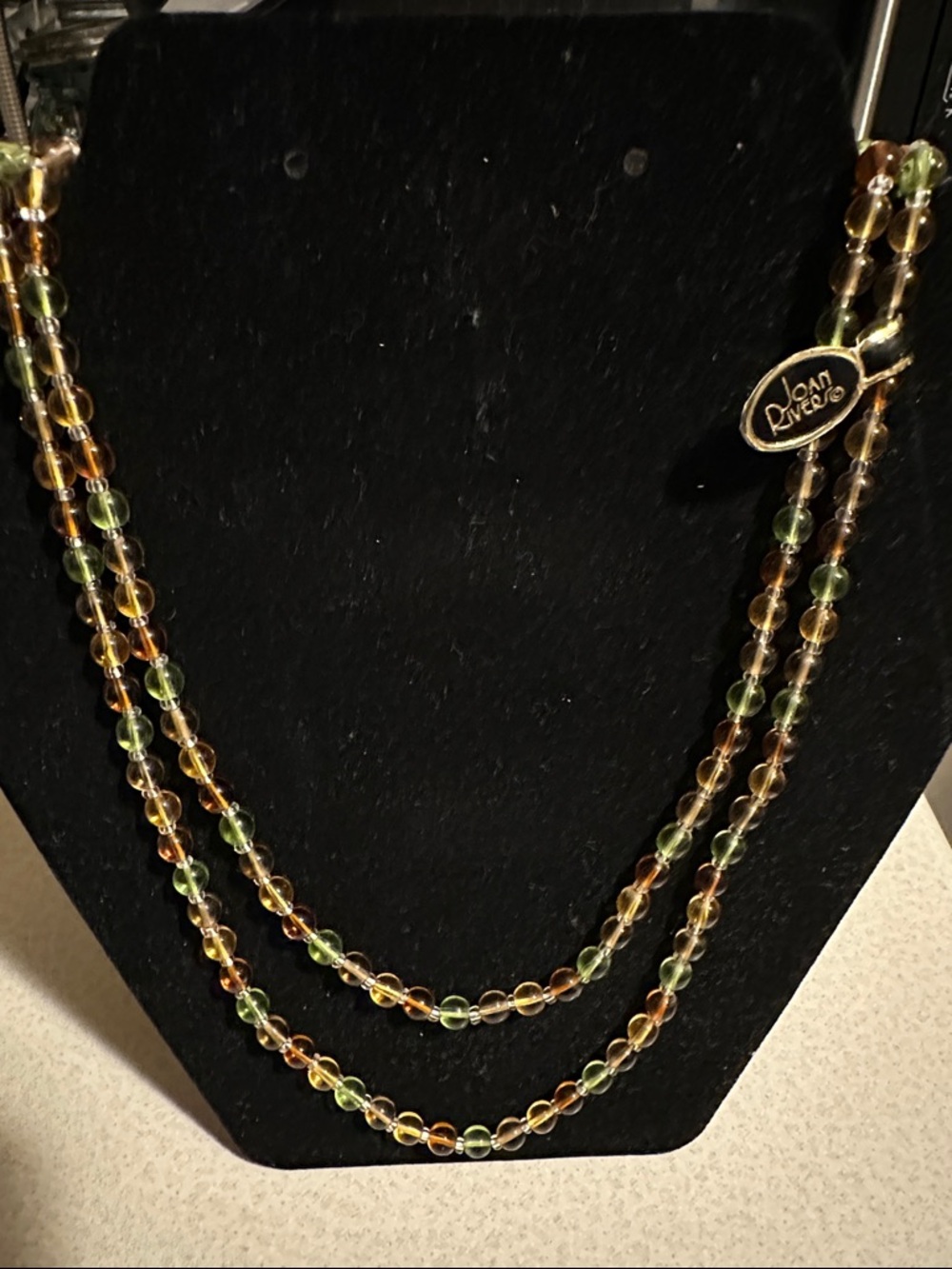 Vintage Joan Rivers long Multi-Color  Bead Czech Republic Necklace (822)
